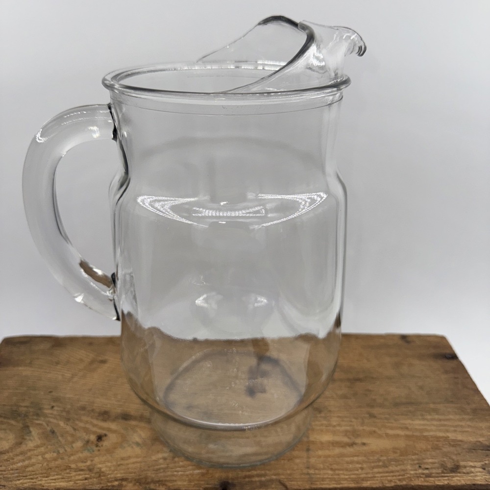 Pitcher Glass Tea & Lemonade Ice Lip – Clear Classic Serveware 9" Tall Vintage